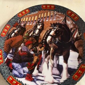 Budweiser collectible plate. Hometown Holiday by.  Bud Kemper